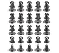 sourcing map 5mm Ball Head Stud Rivets Screw Back, 20Pack Round Head Button Nipple Rivet for DIY Leather Craft Handbag Belt, Metallic Black