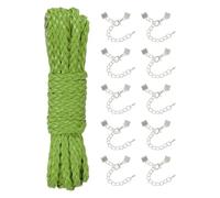 sourcing map 5mm Braided Leather Cord, 5.47 Yards PU Flat Leather String Strip Rope with 10 Silver Ribbon Crimp Ends for Necklaces Bracelets Lanyard, Jewelry Making DIY Projects, Green
