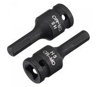 sourcing map 5mm Impact Hex Bit Socket, 1/4" Square Drive 35mm Length CR-MO Metric Sizes 2 Pcs