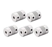 sourcing map 5mm to 6.35mm Aluminum Alloy Shaft Coupling Flexible Coupler Motor Connector Joint L25xD19 Silver,5pcs