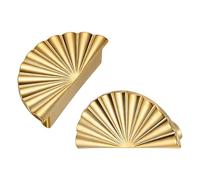 sourcing map 5Pack Brushed Gold Cabinet Pulls, 2.48 Inch Hole Center Decorations Half Moon Flat Drawer Handles Sunflower Semicircle Pulls for Dresser Wardrobe Door Furniture Kitchen Bathroom