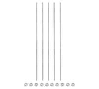 sourcing map 5Pack M4 x 400mm Fully Threaded Rod with 10 Pack Hex Nuts, 1.25mm Thread Pitch 304 Stainless Steel Right Hand Threaded Rods Bar Studs