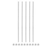 sourcing map 5Pack M5 x 150mm Fully Threaded Rod with 10 Pack Hex Nuts, 1.25mm Thread Pitch 304 Stainless Steel Right Hand Threaded Rods Bar Studs