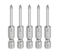 sourcing map 5pcs #0 Phillips Screwdriver Bit PH0 1/4" Hex Shank 2" (50mm) Long 3mm Rod Magnetic Cross Head Drill Bits S2 Steel Industrial Screw Driver for Power Screwdrivers Drills, Silver