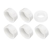 sourcing map 5Pcs 1-1/2 Inch PT Female Thread PVC Pipe Fitting Cap, Cleanout Water Drain End Caps, Pipe Plug Socket Fittings with Gasket for Water Heater Supply Lines, Plumbing, White