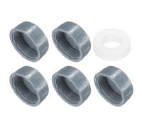 sourcing map 5Pcs 1-1/2 Inch PT Female Thread PVC Pipe Fitting Cap, Cleanout Water Drain End Caps, Pipe Plug Socket Fittings with Gasket for Water Heater Supply Lines, Plumbing, Gray
