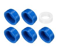 sourcing map 5Pcs 1-1/4 Inch PT Female Thread PVC Pipe Fitting Cap, Cleanout Water Drain End Caps, Pipe Plug Socket Fittings with Gasket for Water Heater Supply Lines, Plumbing, Blue