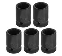 sourcing map 5pcs 1/2" Drive x 19mm Shallow Impact Socket 12-Point Metric CR-V Steel Spindle Nut Impact Flip Sleeve for Home Auto Nuts Bolts Repair