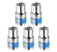 sourcing map 5pcs 1/2 Inch Drive 6-Point Socket 12mm CR-V Metric Shallow Socket Electric Wrench Socket for Mechanical Auto Repair, Silver Tone & Blue