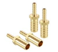 sourcing map 5pcs 1/2" to 1/4" Brass Hose Barb Fitting Metals Splicer Mender for 3D Printing, Air Compressor, CNC Machine, Dies
