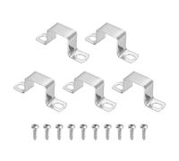 sourcing map 5pcs 1.2" x 1.2" Square Pipe Clamp, 304 Stainless Steel U Shaped Connector Bracket Heavy Duty Tube Strap Buckle with Self-Tapping Screws for Tube Installation