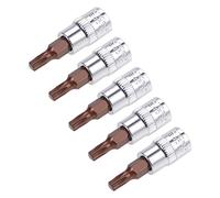 sourcing map 5pcs 1/4" Drive x T20 Torx Bit Socket, S2 Steel Bits CR-V Sockets 38mm Length Use with Ratchet Wrench, Slide Bar, Extension Rod