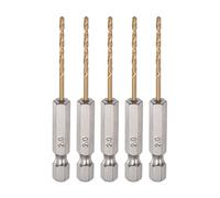 sourcing map 5pcs 1/4" Hex Shank Drill Bits 2mm Titanium Drill Bits Set M35 High Speed Steel Twist Drill Bit 68mm Long Fully Ground for Wood, Stainless Steel, Metal, Plastic Plastic