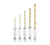 sourcing map 5pcs 1/4" Hex Shank Titanium Twist Drill Bit Set 5 Sizes 1.4mm-4mm Drilling Dia High Speed Steel Drills for Hardened Metal, Stainless Steel, Cast Iron, Wood, Plastic