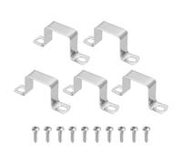 sourcing map 5pcs 1.5" x 1.5" Square Pipe Clamp, 304 Stainless Steel U Shaped Connector Bracket Heavy Duty Tube Strap Buckle with Self-Tapping Screws for Tube Installation