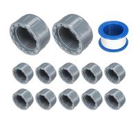 sourcing map 5Pcs 1 Inch PT Female Thread PVC Pipe Fitting Cap, Cleanout Water Drain End Caps, Pipe Plug Socket Fittings with Tape for Water Heater Supply Lines, Plumbing, Gray