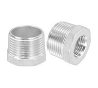 sourcing map 5Pcs 1" Male NPT to 1/2" Female NPT 304 Stainless Steel Reducer Hex Bushing, Reducing Cast Pipe Adapter Fitting for Industrial, Oil/Gas, Water, HVAC, and Plumbing Systems