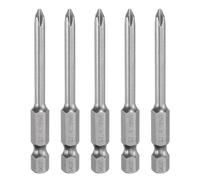 sourcing map 5pcs #1 Phillips Screwdriver Bit PH1 1/4" Hex Shank 2.56" (65mm) Long Magnetic S2 Steel Industrial Grade Screw Driver Bit Cross Head Electric Drill Bits 0.157" (4mm) Rod