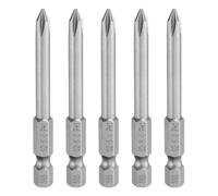 sourcing map 5pcs #1 Phillips Screwdriver Bit PH1 1/4" Hex Shank 2.56" (65mm) Long Magnetic S2 Steel Industrial Grade Screw Driver Bit Cross Head Electric Drill Bits 0.197" (5mm) Rod