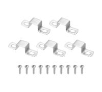 sourcing map 5pcs 1" x 1" Square Pipe Clamp, 304 Stainless Steel U Shaped Connector Bracket Heavy Duty Tube Strap Buckle with Self-Tapping Screws for Tube Installation