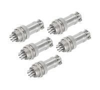 sourcing map 5Pcs 10 Pin GX16 Aviation Connector 250V 15A 16mm Socket Metal Circular Plug Connector with Male Female Plug for Trailers, Drones, Industrial Equipment, Silver