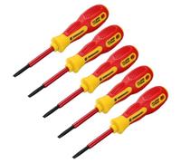 sourcing map 5pcs 1000v Insulated Electrician Screwdriver 5x75mm CR-V Magnetic Slotted Flat Head Insulation Screwdrivers