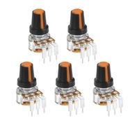 sourcing map 5Pcs 10K Ohm Rotary Potentiometer Volume Control Pots for Guitar, WH148 3 Pin Single Turn Linear Taper Variable Resistor Potentiometers for Inverter Speed Regulation, Black Orange