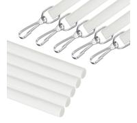 sourcing map 5Pcs 12" Acrylic Drapery Wand, Invisible Curtain Pull Rod with Hook, Universal Tilt Wand Replacement Part for High Hanging Curtain Opening-Closing, White