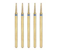 sourcing map 5pcs 120-140 Grits Diamond Grinding Bit 1.6mm Tapered Head 2.35mm Shank 8.5mm Length Titanium Plated Stone Sanding Drill Bits Rotary Tool for Nails Grinding Polishing