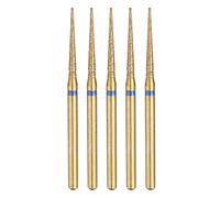 sourcing map 5pcs 120-140 Grits Diamond Grinding Bit 1.8mm Tapered Head 2.35mm Shank 15mm Length Titanium Plated Stone Sanding Drill Bits Rotary Tool for Nails Grinding Polishing