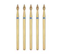 sourcing map 5pcs 120-140 Grits Diamond Grinding Bit 2.3mm Bullet-Head 2.35mm Shank 5mm Length Titanium Plated Stone Sanding Drill Bits Rotary Tool for Nails Grinding Polishing