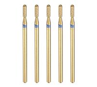 sourcing map 5pcs 120-140 Grits Diamond Grinding Bit 2mm Cylindrical Ball Head 2.35mm Shank 6.8mm Length Titanium Plated Stone Sanding Drill Bits Rotary Tool for Nails Grinding Polishing