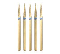 sourcing map 5pcs 120-140 Grits Diamond Grinding Bit 2mm Tapered Head 2.35mm Shank 10mm Length Titanium Plated Stone Sanding Drill Bits Rotary Tool for Nails Grinding Polishing