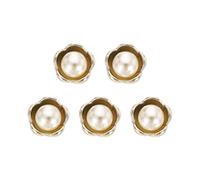 sourcing map 5pcs 14L Gold Faux Pearl Buttons 9mm 11/32" Plastic Round Sewing Button Replacement Craft Fastener for Coats Clothing DIY Decoration Crafts #19