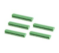 sourcing map 5Pcs 16 Pin PCB Mount Screw Terminal Block Connector 2.54mm 0.1 Inch Pitch, Green