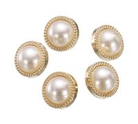 sourcing map 5pcs 18L Pearl Gold Metal Sewing Buttons 11.5mm 15/32" Round Women Coat Buttons with Plastic Shank Replacement DIY Button for Sewing Clothing Sweater Decoration Craft, #2