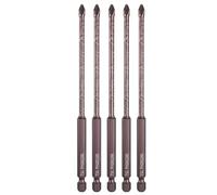 sourcing map 5pcs #2 Anti Slip Phillips Impact Screwdriver Bit PH2 1/4" Hex Shank 6" (150mm) Magnetic Cross Head Drill Bits Red Oxide S2 Steel Screw Driver Power Electric Tools, Red Brown