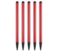 sourcing map 5pcs 2 in 1 Phone Touch Screen Pen Resistive Stylus Pen Aluminum Alloy with Resistance Capacitive Tips Universal, Red