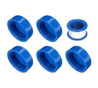 sourcing map 5Pcs 2 Inch PT Female Thread PVC Pipe Fitting Cap, Cleanout Water Drain End Caps, Pipe Plug Socket Fittings with Tape for Water Heater Supply Lines, Plumbing, Blue