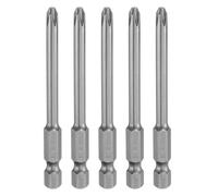 sourcing map 5pcs #2 Phillips Screwdriver Bit PH2 1/4" Hex Shank 3" (75mm) Long Magnetic S2 Steel Industrial Grade Screw Driver Bit Cross Head Electric Drill Bits 0.177" (4.5mm) Rod