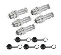 sourcing map 5Pcs 2 Pin GX12 Aviation Connector 300V 5A 16mm Socket Metal Circular Plug Connector with Male Female Plug and Waterproof Caps for Trailers, Drones, Industrial Equipment, Silver