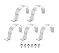 sourcing map 5Pcs 2" Pipe Strap, 1 Hole Pipe Clamp 304 Stainless Steel Rigid Conduit Clamp U Bracket Heavy Duty with Self-Tapping Screws for Tube Installation, Silver