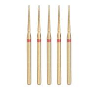 sourcing map 5pcs 200-230 Grits Diamond Grinding Bit 1.4mm Tapered Head 2.35mm Shank 14mm Length Titanium Plated Stone Sanding Drill Bits Rotary Tool for Nails Grinding Polishing