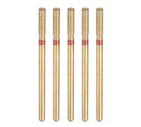 sourcing map 5pcs 200-230 Grits Diamond Grinding Bit 2.5mm Cylinder Head 2.35mm Shank 10mm Length Titanium Plated Stone Sanding Drill Bits Rotary Tool for Nails Grinding Polishing