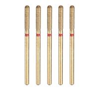 sourcing map 5pcs 200-230 Grits Diamond Grinding Bit 2.6mm Cylindrical Ball Head 2.35mm Shank 12.5mm Length Titanium Plated Stone Sanding Drill Bits Rotary Tool for Nails Grinding Polishing