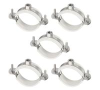sourcing map 5pcs 201 Stainless Steel 1.9-2"/48-50mm Split Ring Pipe Hanger Pipe Strap Clamp Split Ring Hanger with Rubber for Tubing Shower Curtain Tiki Torch, Silver Tone