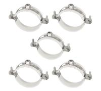 sourcing map 5pcs 201 Stainless Steel 2.3-2.5"/58-63mm Split Ring Pipe Hanger Pipe Strap Clamp Split Ring Hanger with Rubber for Tubing Shower Curtain Tiki Torch, Silver Tone