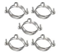 sourcing map 5pcs 201 Stainless Steel 2"/50mm Split Ring Pipe Hanger Pipe Strap Clamp Split Ring Hanger for Tubing Shower Curtain Tiki Torch, Polished Silver Tone(No Rubber)