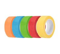 sourcing map 5pcs 20mm x 10 Meters Colored Masking Tape Universal Crepe Paper Colorful Masking Painter Tape for Art Drawing DIY Handcraft Sealing, Blue Green Red Yellow Orange