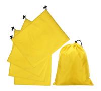 sourcing map 5Pcs 210D Polyester Drawstring Bag with Toggle, 10 x 12 Inch Waterproof Travel Storage Bag Foldable Stuff Sack Cinch Sack for Gym Travel Clothes Organizer, Yellow